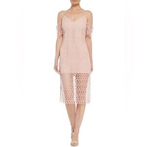 KEEPSAKE THE LABEL NWT Blush Countdown Lace Off Shoulder Midi Dress $590 Sz M
